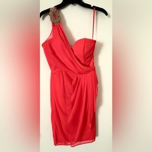 Cache Bright coral One-Shoulder Dress